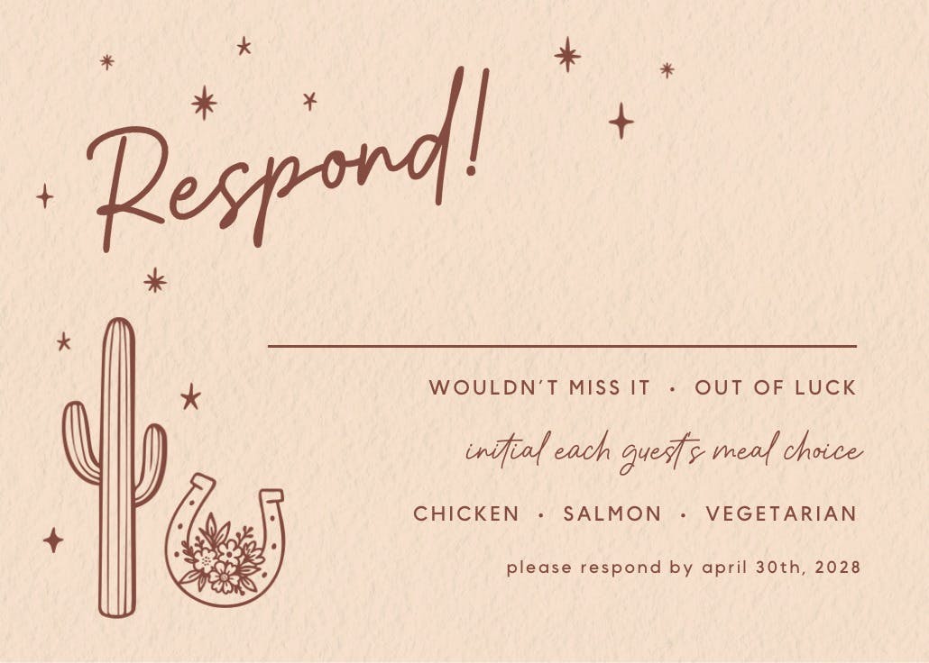Vows out west - rsvp card