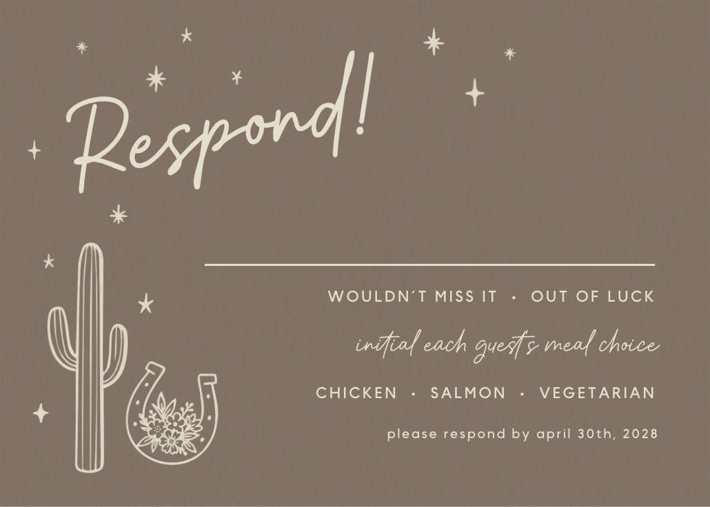 Vows out west - rsvp card