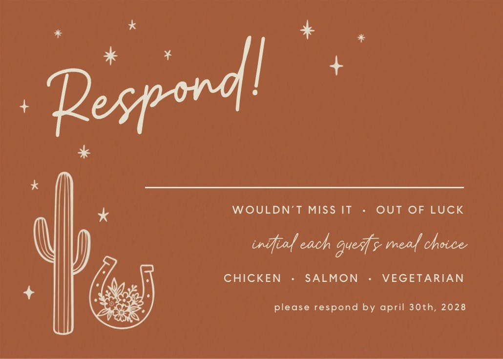 Vows out west - rsvp card