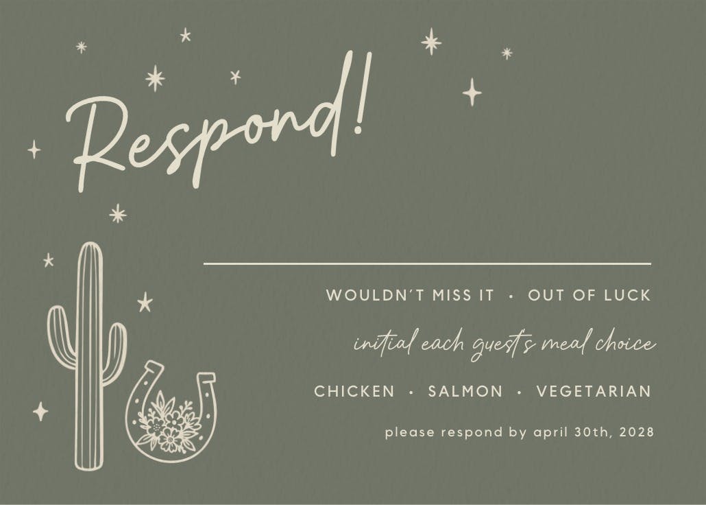 Vows out west - rsvp card