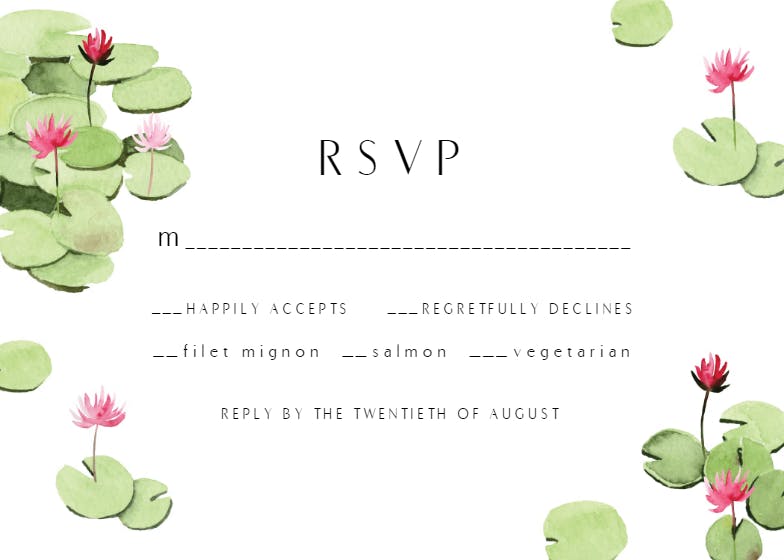 Water lily - rsvp card