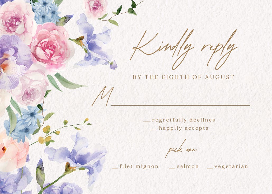 Wedding blooms - rsvp card