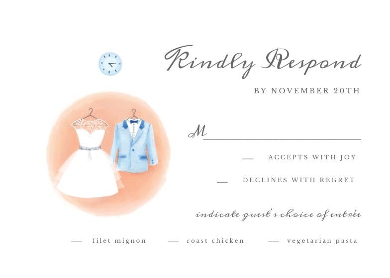 Wedding outfits - rsvp card