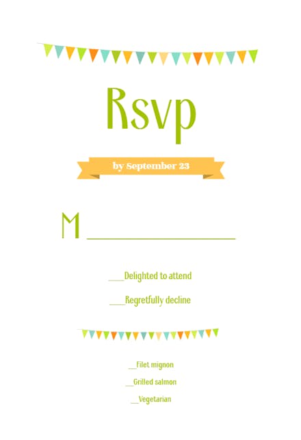 Wedding pennants - rsvp card