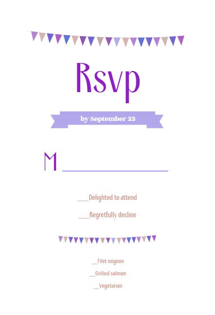 Wedding pennants - rsvp card