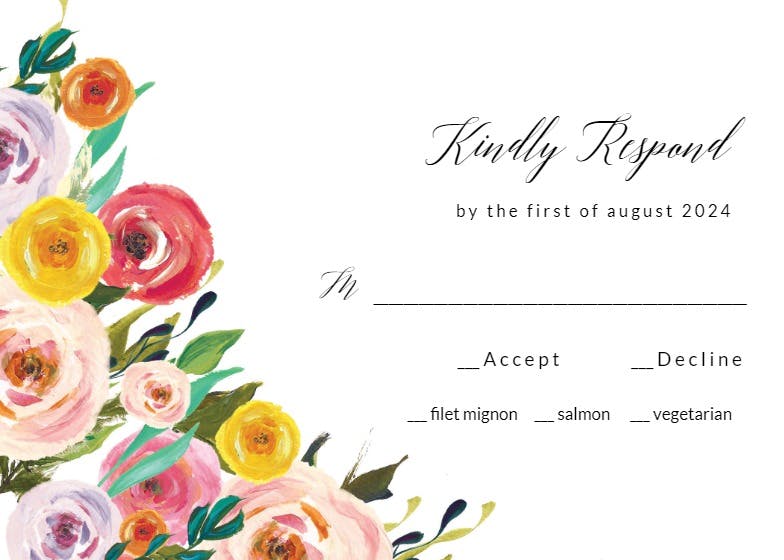 Whimsical bouquet - rsvp card