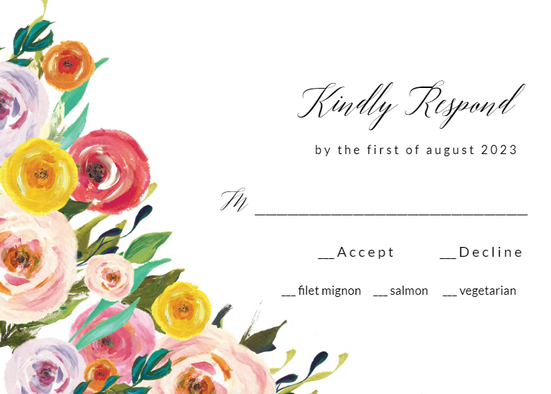 Whimsical Bouquet - Wedding Invitation Template (Free) | Greetings Island