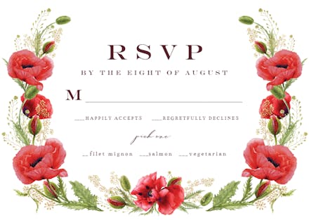 Whimsical poppies - RSVP card