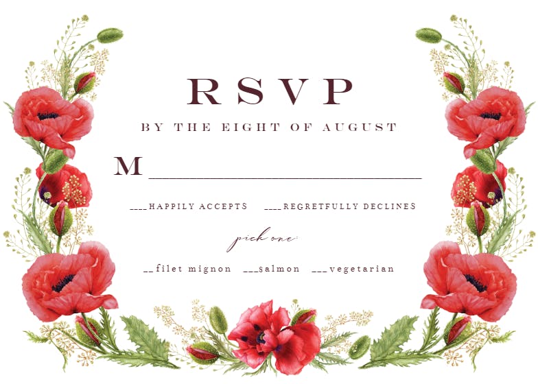 Whimsical poppies - rsvp card