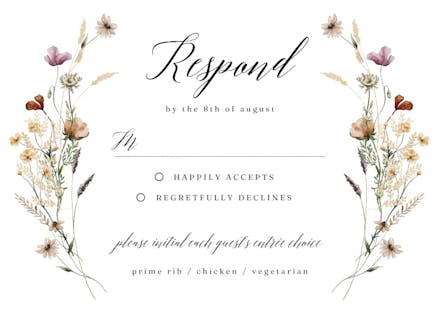 Whispered beauty - rsvp card