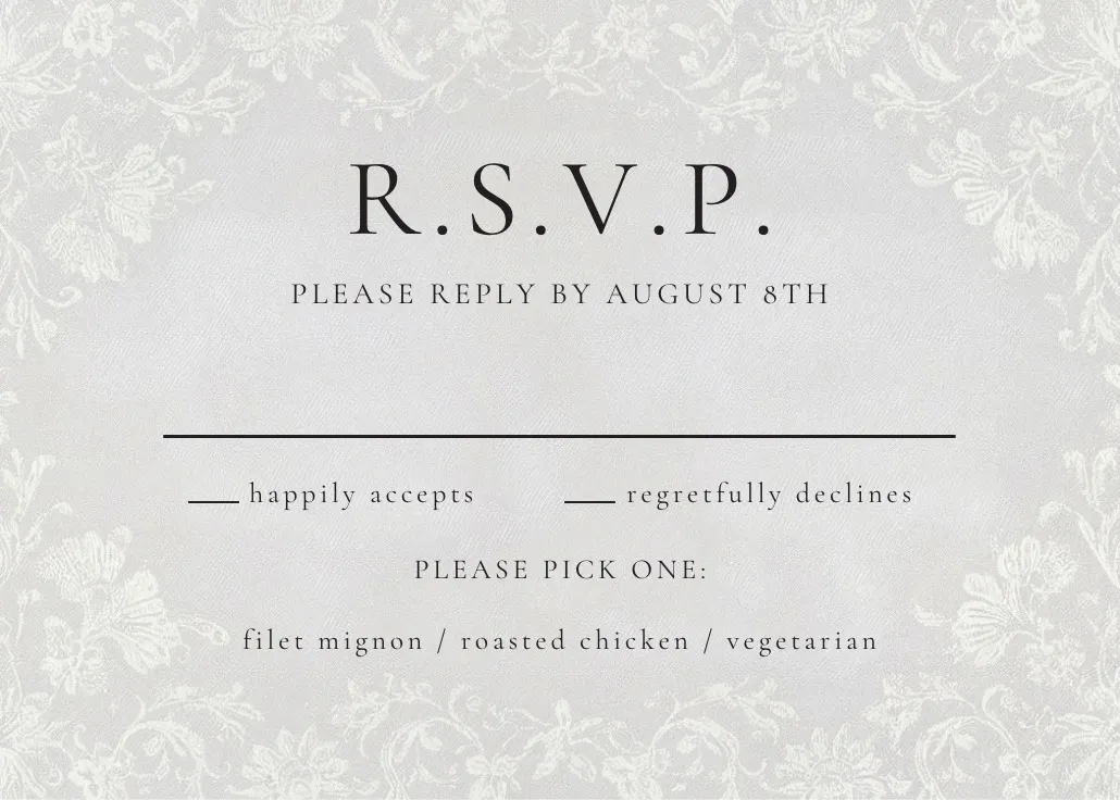 White lace – antwortkarte