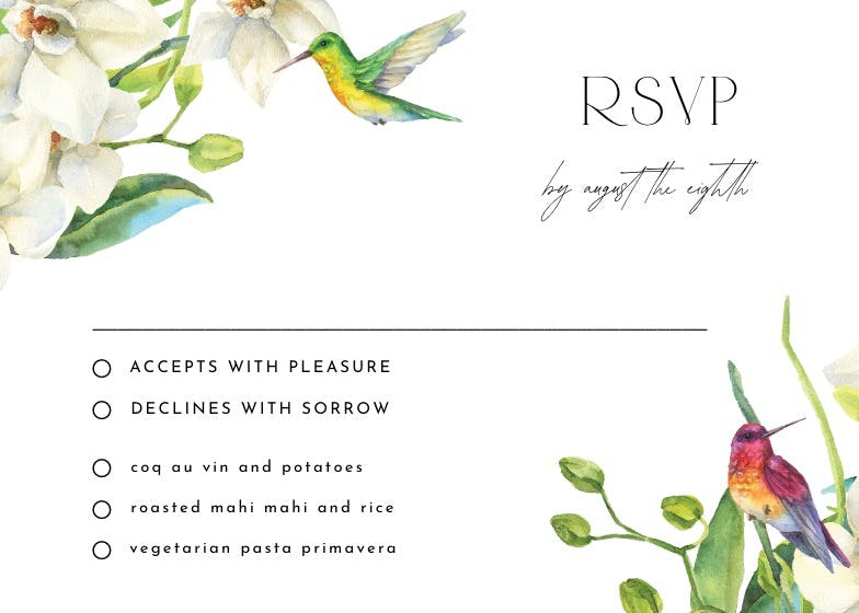 White orchids - rsvp card