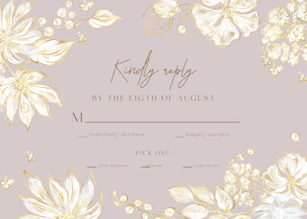 White petals - rsvp card
