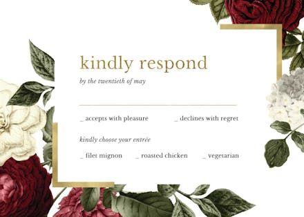 Wine red roses - rsvp card