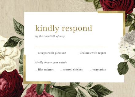 Wine red roses - rsvp card