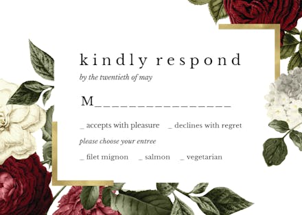 Wine Red Roses - RSVP card