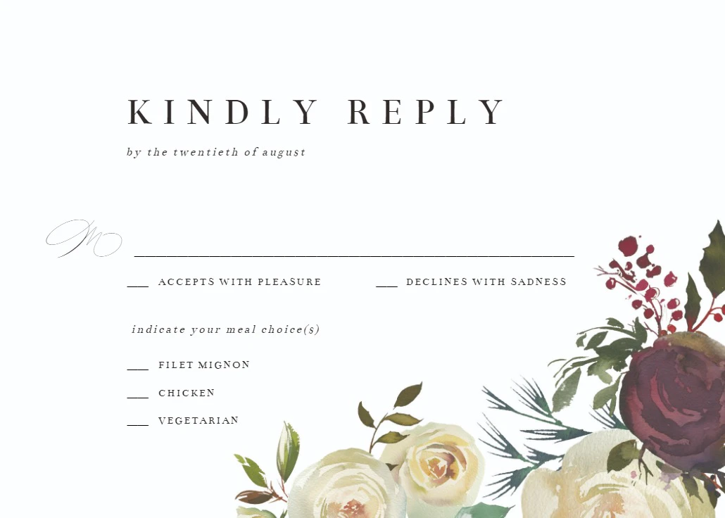 Winter Rose - Wedding Invitation Template (Free) | Greetings Island