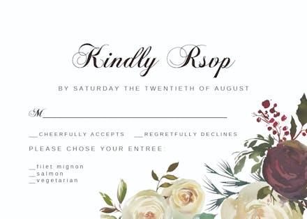 Winter Rose - RSVP card