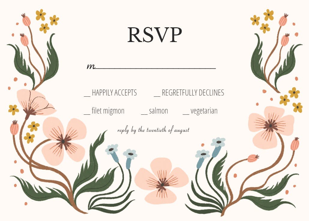 Wonderland floral - rsvp card