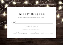 Wood and string lights - rsvp card