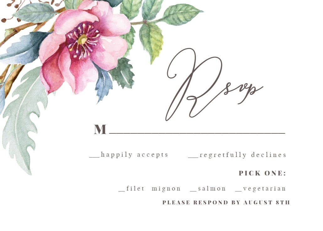 Woodland flower wreath - rsvp card