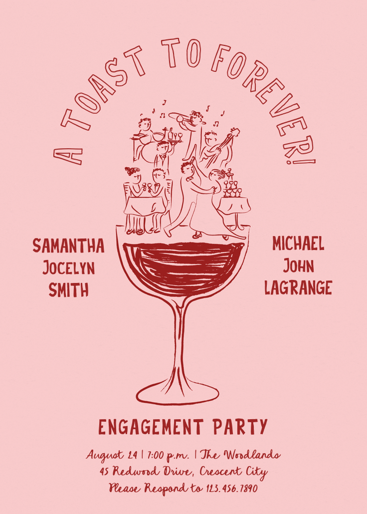 A toast to forever - engagement party invitation