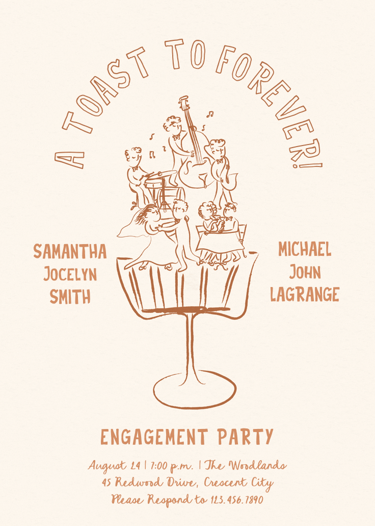 A toast to forever - engagement party invitation
