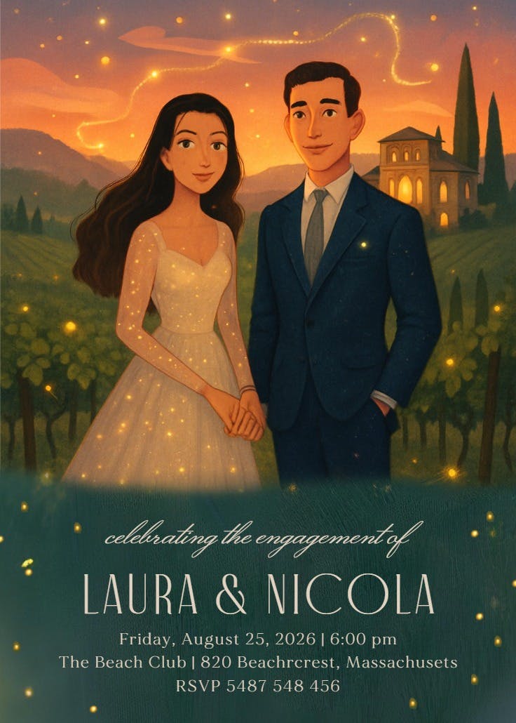 A vineyard fairytale - engagement party invitation