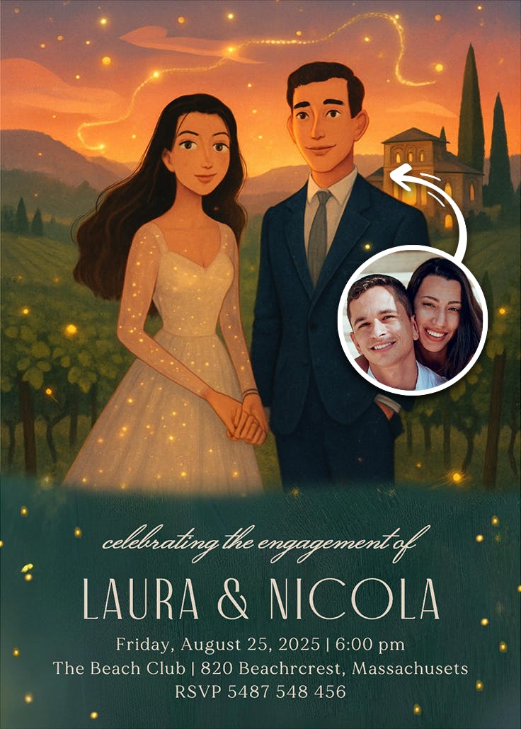 A vineyard fairytale - engagement party invitation