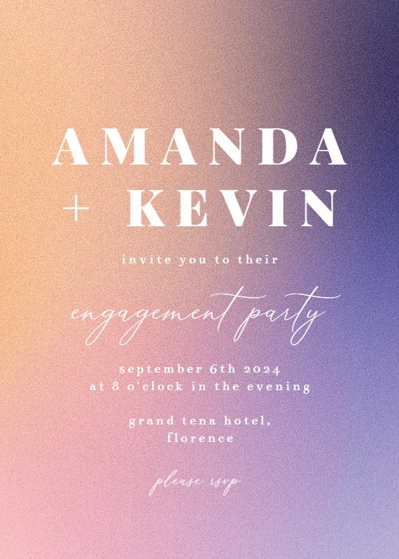 Aesthetic gradient - engagement party invitation