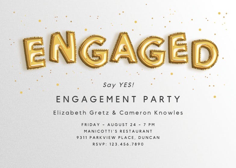 Alphabet balloons - engagement party invitation