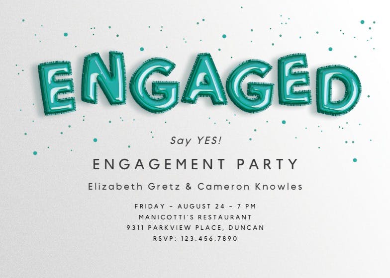 Alphabet balloons - engagement party invitation
