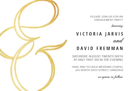 Ampersand gold - engagement party invitation