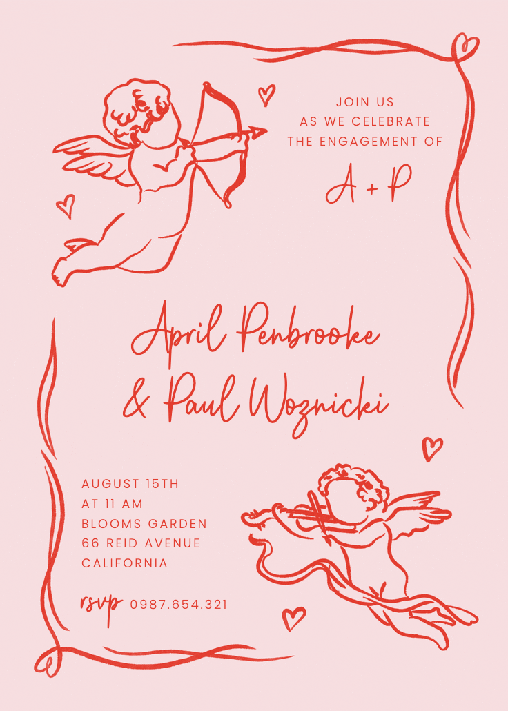 Angels hug - engagement party invitation