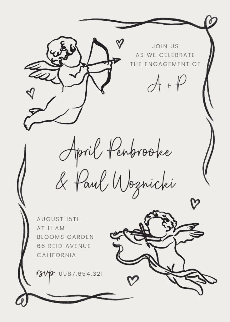 Angels hug -  invitación para fiesta de compromiso