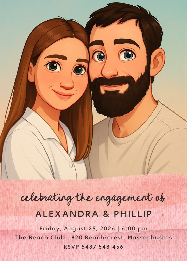 Animated love - engagement party invitation