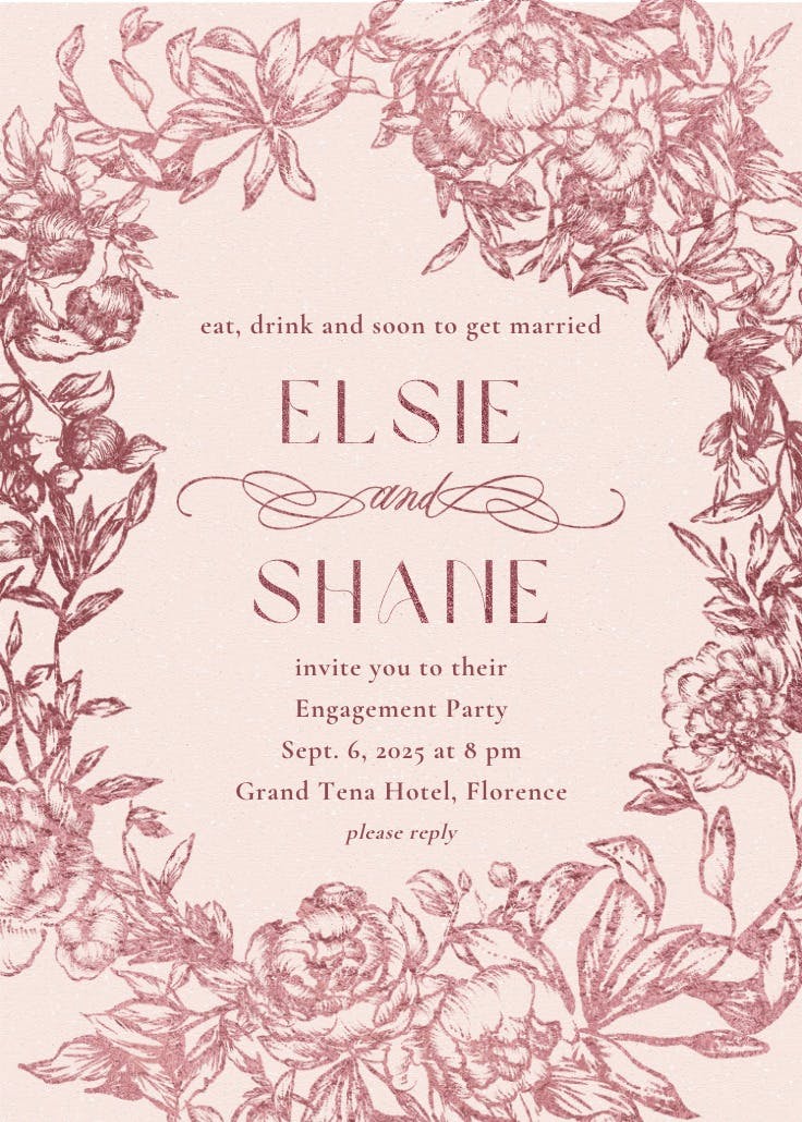 Antique florals - engagement party invitation
