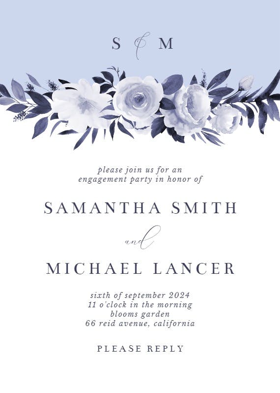 Antoiniette florals - engagement party invitation