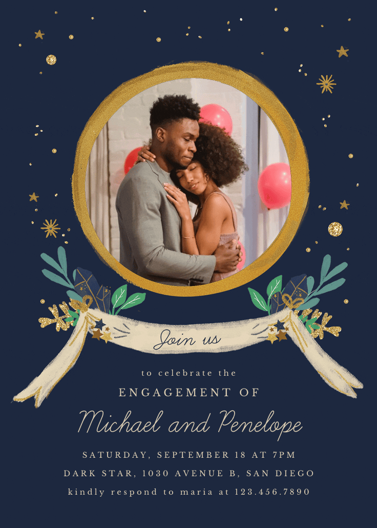 Around stars - engagement party invitation