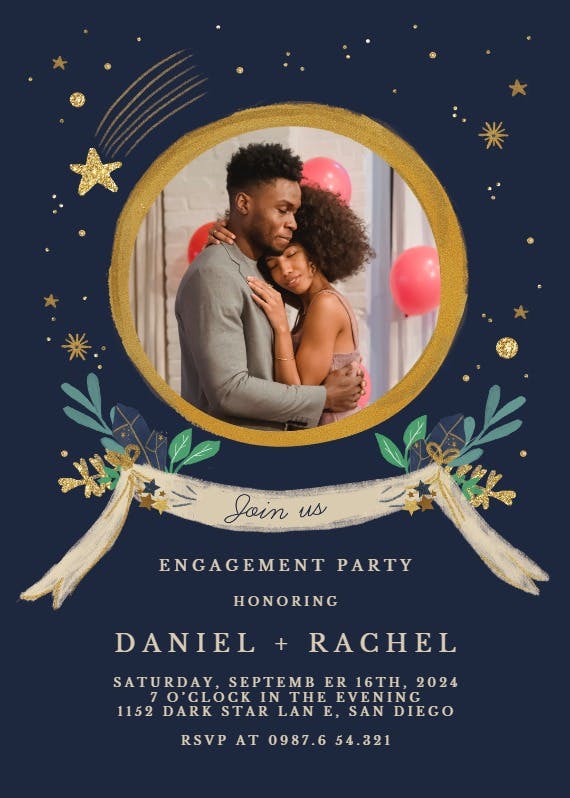 Around stars - engagement party invitation
