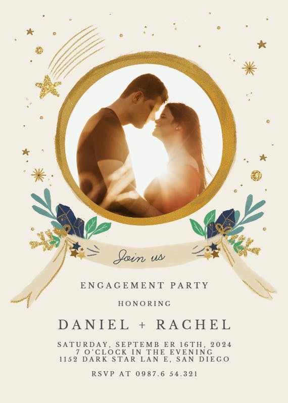 Around stars - engagement party invitation