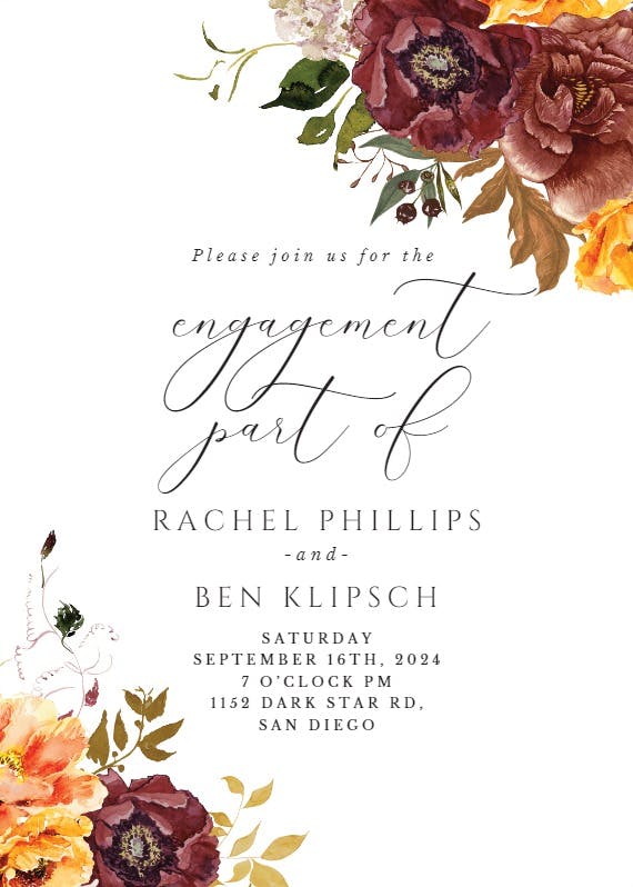 Autumn flowers - engagement party invitation