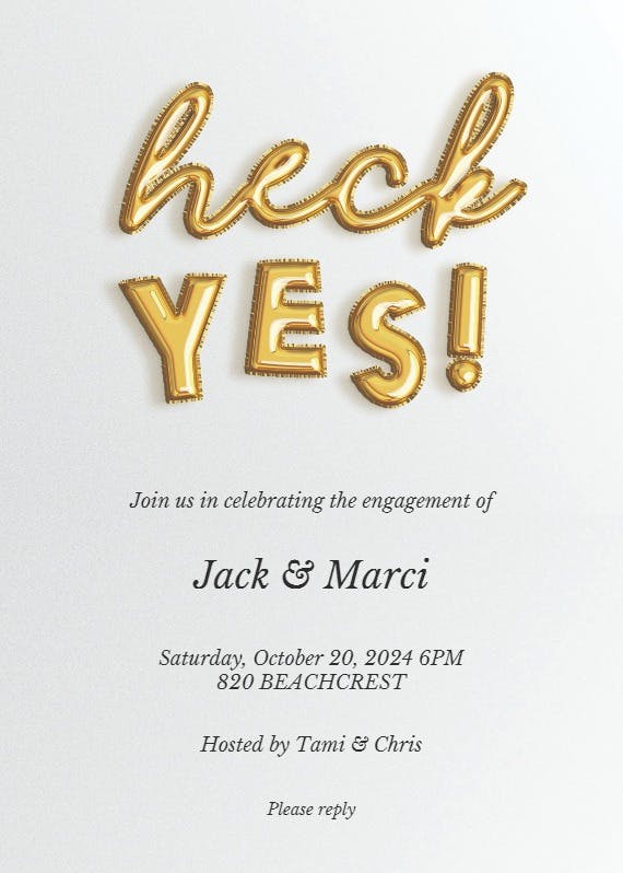 B is for balloons - engagement party invitation