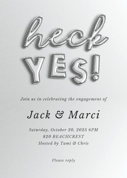 B is for balloons - engagement party invitation