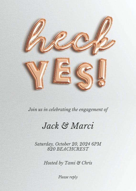 B is for balloons - engagement party invitation