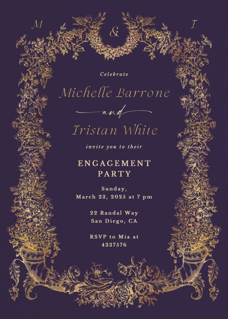 Baroque blooms - engagement party invitation