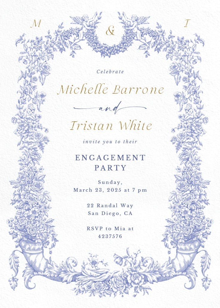 Baroque blooms - engagement party invitation