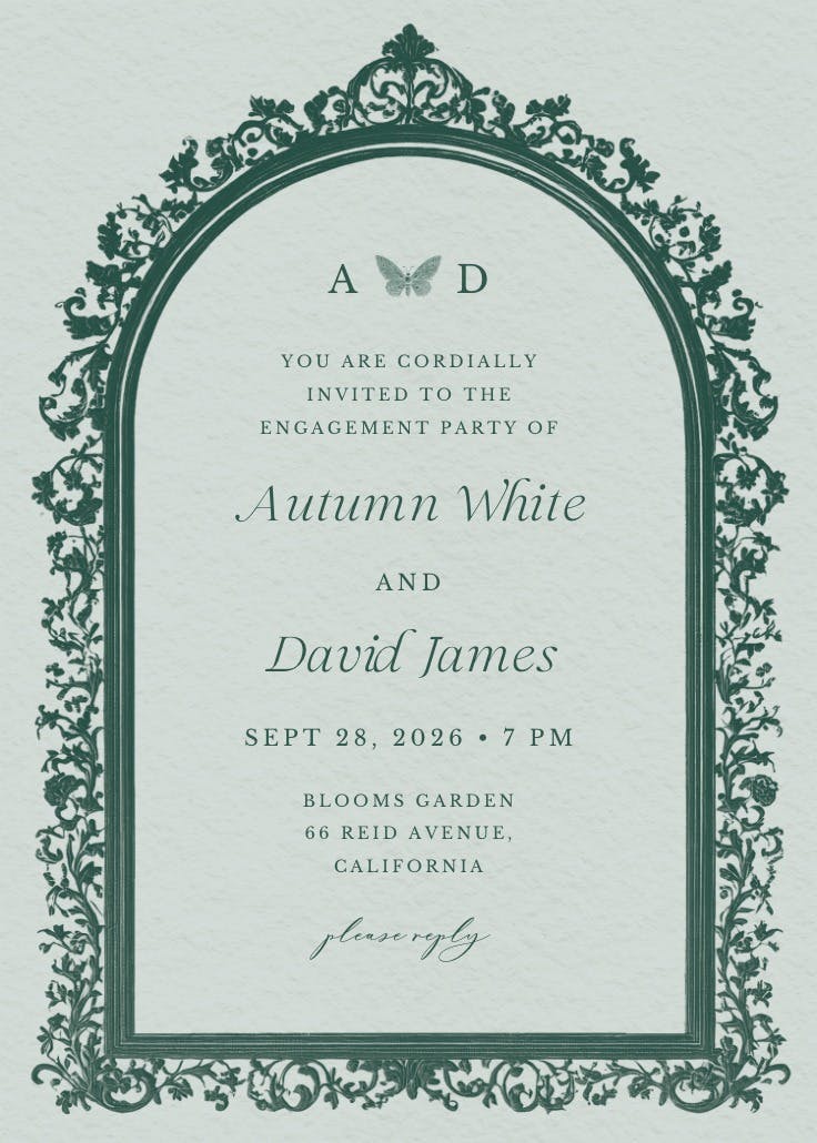 Baroque frame - engagement party invitation