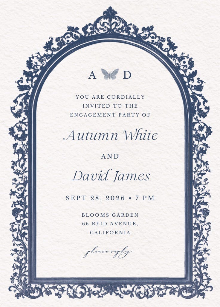 Baroque frame - engagement party invitation