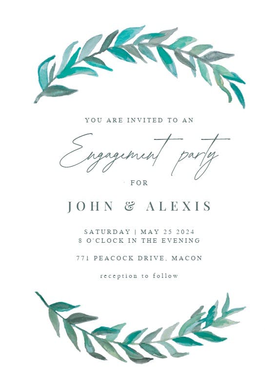 Bay laurel - engagement party invitation